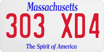 MA license plate 303XD4