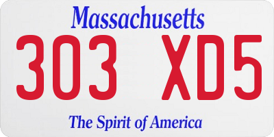 MA license plate 303XD5