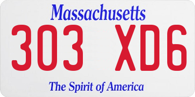 MA license plate 303XD6