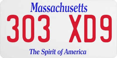 MA license plate 303XD9