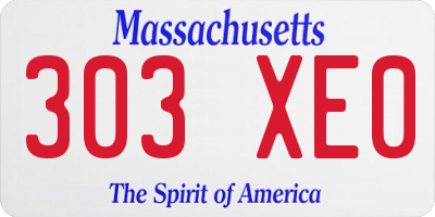 MA license plate 303XE0