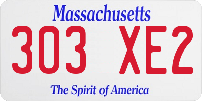 MA license plate 303XE2