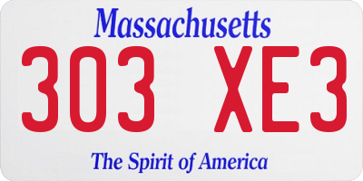 MA license plate 303XE3