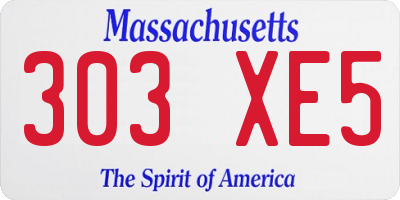 MA license plate 303XE5