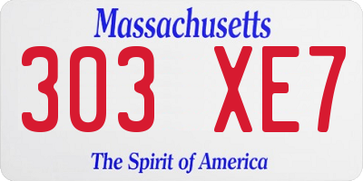 MA license plate 303XE7