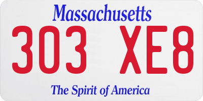 MA license plate 303XE8
