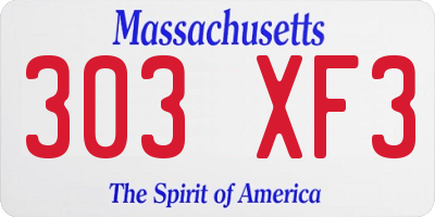 MA license plate 303XF3