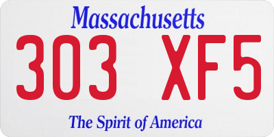 MA license plate 303XF5