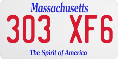 MA license plate 303XF6