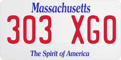 MA license plate 303XG0