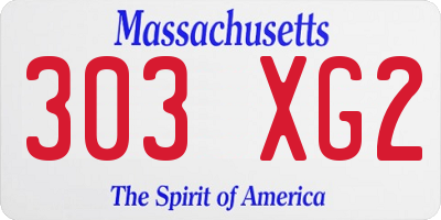 MA license plate 303XG2