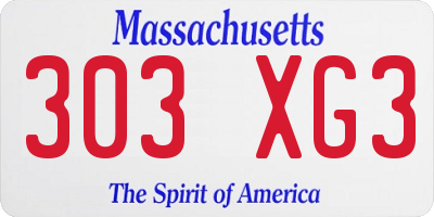 MA license plate 303XG3