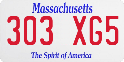 MA license plate 303XG5