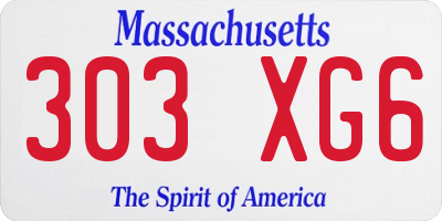 MA license plate 303XG6