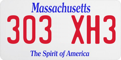 MA license plate 303XH3