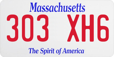 MA license plate 303XH6