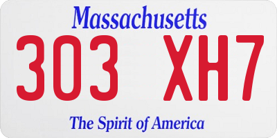 MA license plate 303XH7