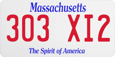 MA license plate 303XI2