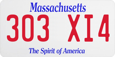 MA license plate 303XI4