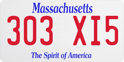 MA license plate 303XI5
