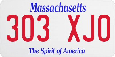 MA license plate 303XJ0