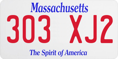 MA license plate 303XJ2