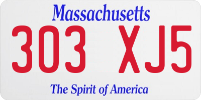 MA license plate 303XJ5