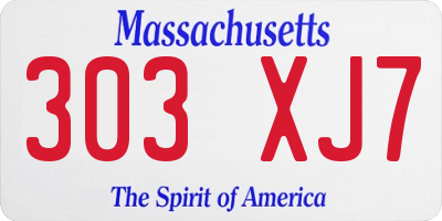 MA license plate 303XJ7