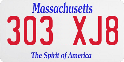 MA license plate 303XJ8