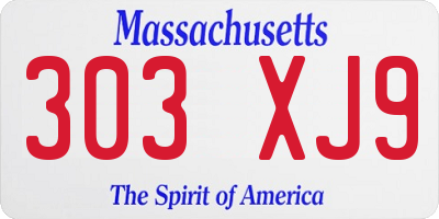 MA license plate 303XJ9