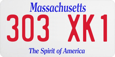 MA license plate 303XK1