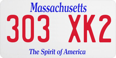MA license plate 303XK2