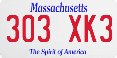MA license plate 303XK3