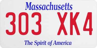 MA license plate 303XK4