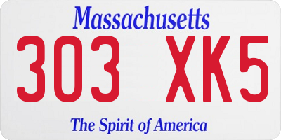 MA license plate 303XK5