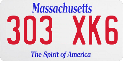 MA license plate 303XK6