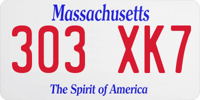 MA license plate 303XK7