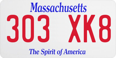 MA license plate 303XK8