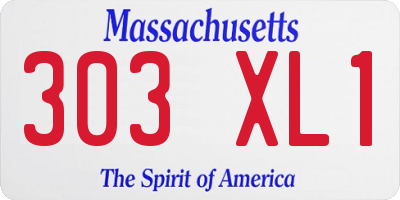 MA license plate 303XL1