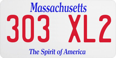 MA license plate 303XL2