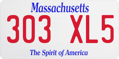 MA license plate 303XL5