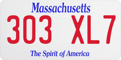 MA license plate 303XL7