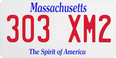 MA license plate 303XM2