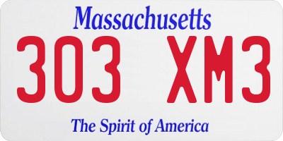 MA license plate 303XM3