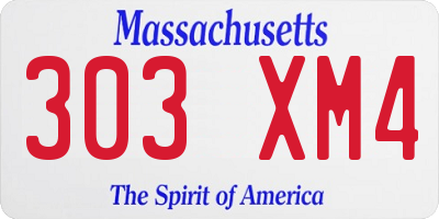 MA license plate 303XM4