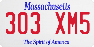 MA license plate 303XM5