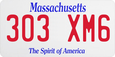 MA license plate 303XM6