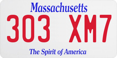 MA license plate 303XM7
