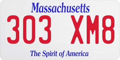 MA license plate 303XM8