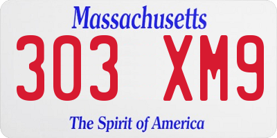 MA license plate 303XM9